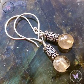 Golden Rutilated Quartz Silver Earrings